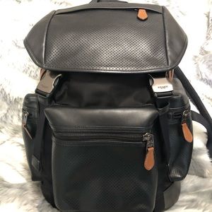 Coach black leather backpack